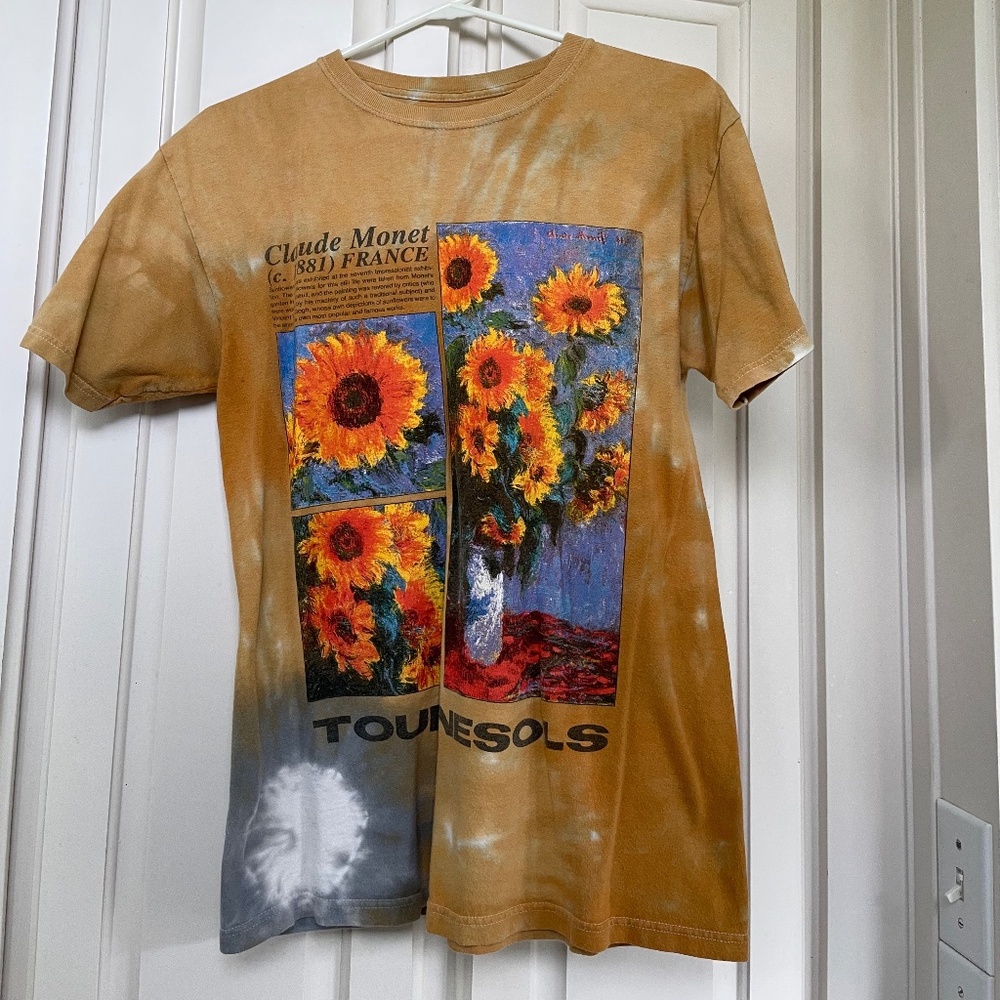 Graphic TieDye Monet French Sunflowers Painting Tee